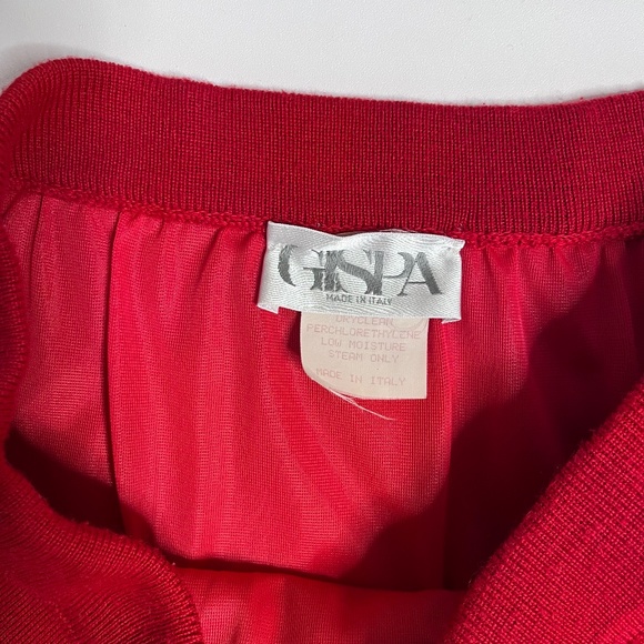 GISPA Italy Red Wool Knit Skirt with Side Slit, Elastic Waist Made in Italy - Picture 8 of 10